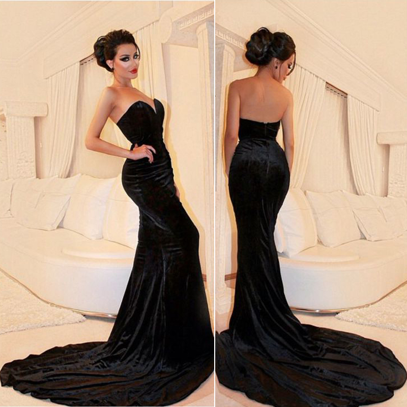 Images of Black Velvet Formal Dress - Reikian